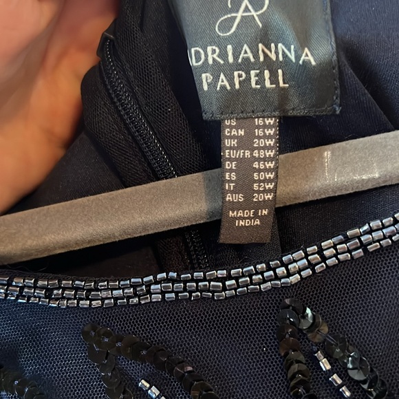 Navy blue with black sheer over layer and beaded. Beautiful MoB or MoG dress. - Picture 3 of 4